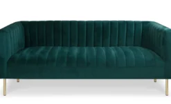 Canapé moderne 3 places à coutures verticales Sacramento Velours Vert