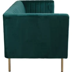 Canapé moderne 3 places à coutures verticales Sacramento Velours Vert