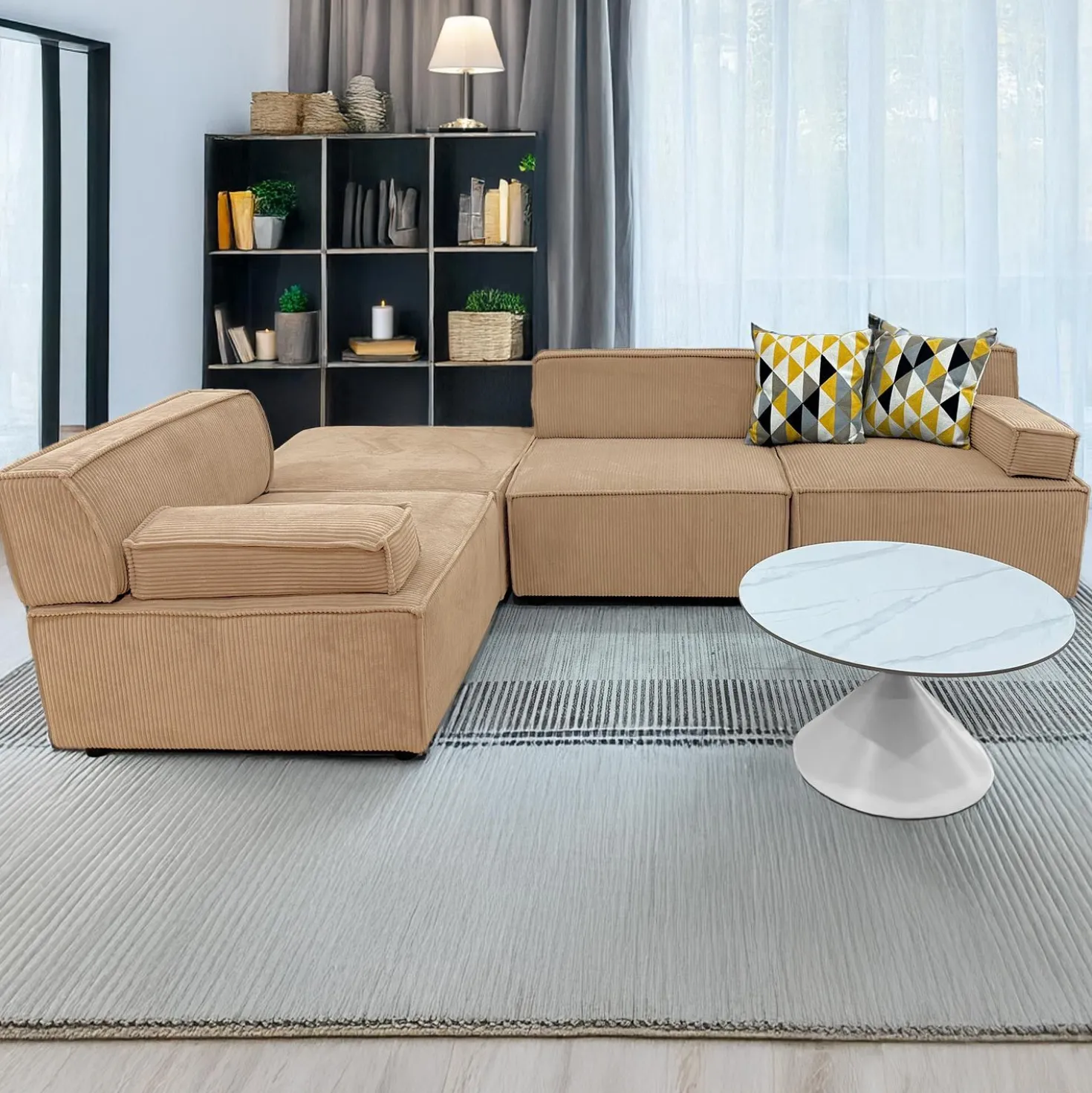 Canapé modulable Benoit Velours côtelé Beige