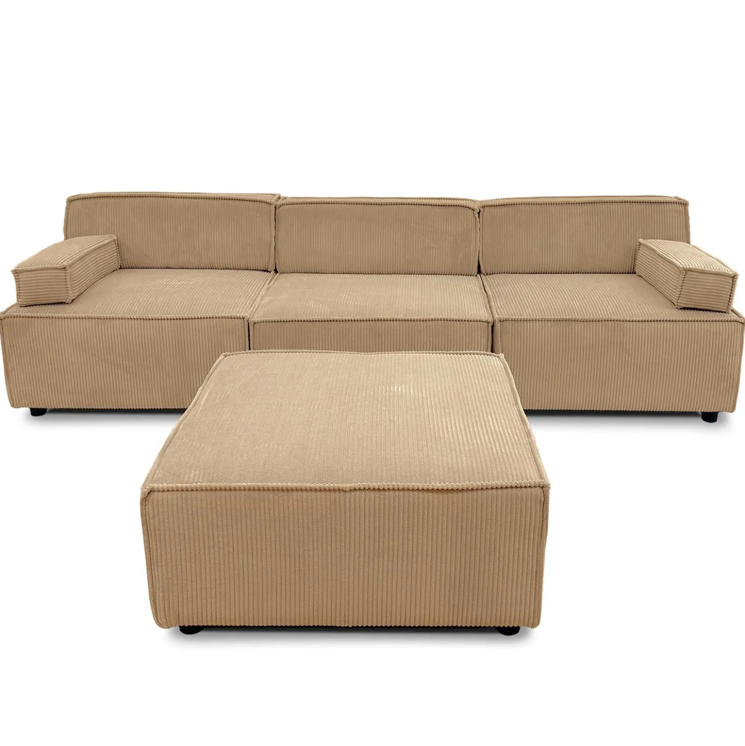 Canapé modulable Benoit Velours côtelé Beige