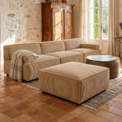 Canapé modulable Benoit Velours côtelé Beige