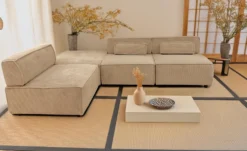 Canapé modulable Benoit Velours côtelé Beige