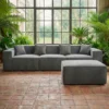 Canapé modulable en angle avec pouf Archiduc Velours côtelé Gris foncé