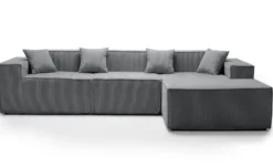 Canapé modulable en angle avec pouf Archiduc Velours côtelé Gris foncé