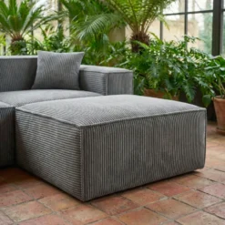 Canapé modulable en angle avec pouf Archiduc Velours côtelé Gris foncé
