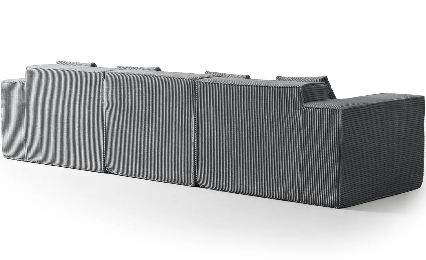 Canapé modulable en angle avec pouf Archiduc Velours côtelé Gris foncé