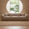 Canapé modulable en angle avec pouf Archiduc Velours côtelé Taupe