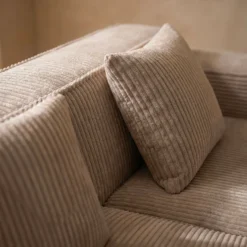 Canapé modulable en angle avec pouf Archiduc Velours côtelé Taupe