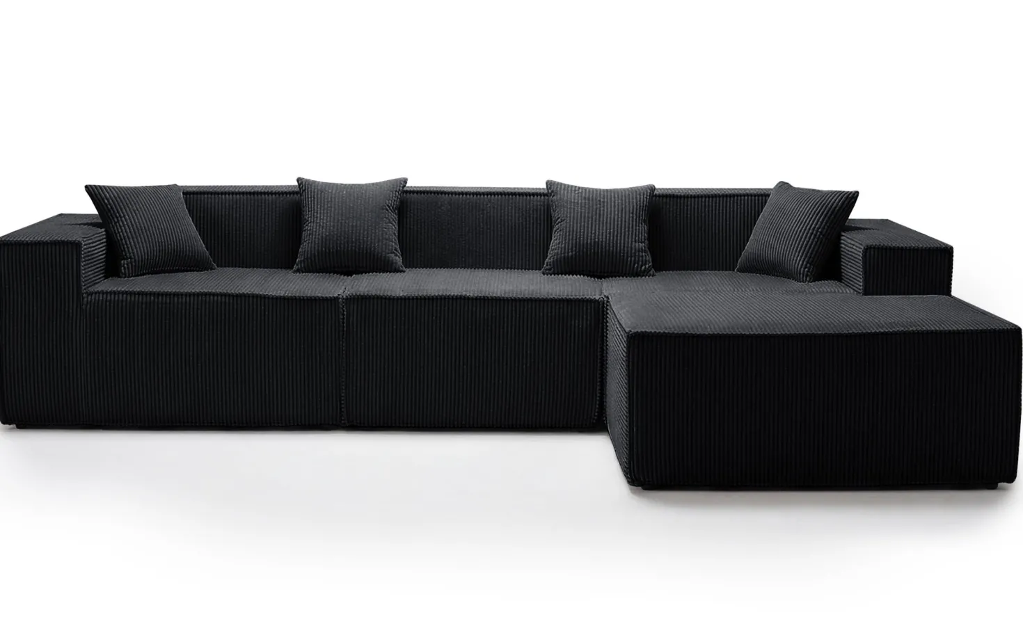 Canapé modulable en angle avec pouf Archiduc Velours Noir
