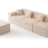 Canapé modulable en angle avec pouf Archiduc Tissu bouclette beige