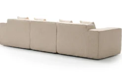 Canapé modulable en angle avec pouf Archiduc Tissu bouclette beige