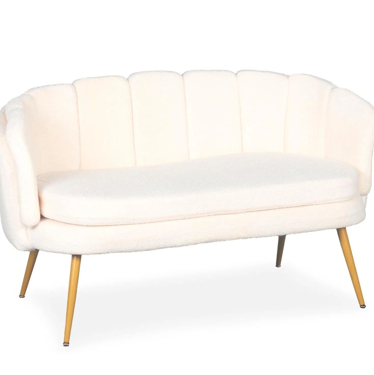Canapé 2 places arrondi Brenda Tissu bouclette Beige