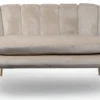 Canapé 2 places arrondi Brenda Velours Taupe pieds Or
