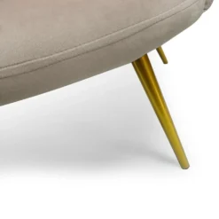 Canapé 2 places arrondi Brenda Velours Taupe pieds Or