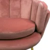 Canapé 2 places arrondi Brenda Velours Rose pieds Or