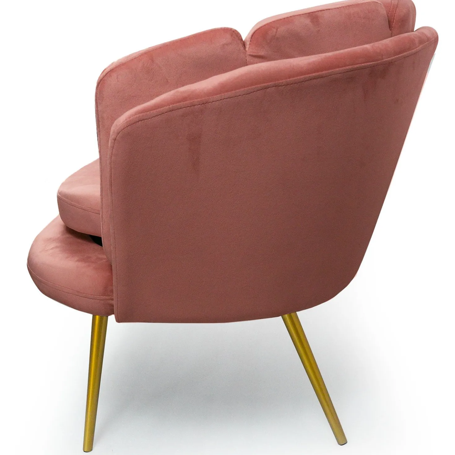 Canapé 2 places arrondi Brenda Velours Rose pieds Or
