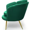 Canapé 2 places arrondi Brenda Velours Vert pieds Or
