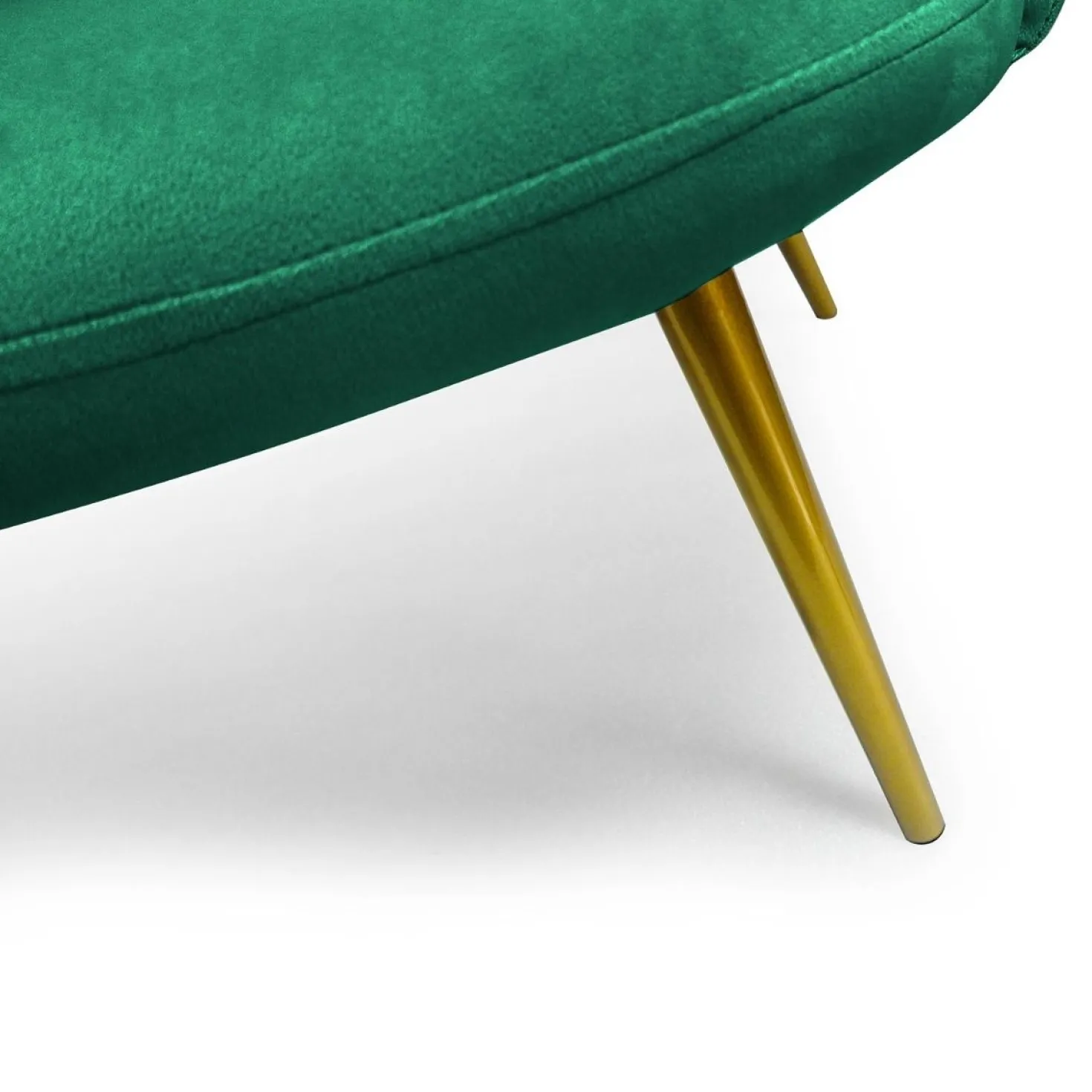 Canapé 2 places arrondi Brenda Velours Vert pieds Or