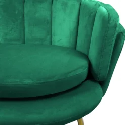 Canapé 2 places arrondi Brenda Velours Vert pieds Or