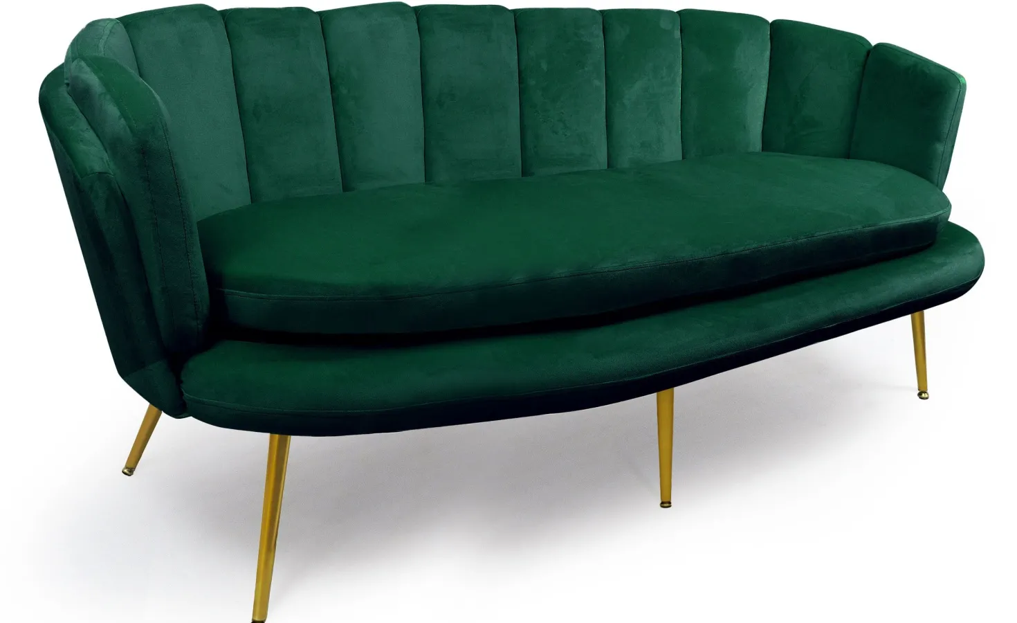 Canapé 3 places arrondi Brenda Velours Vert pieds Or