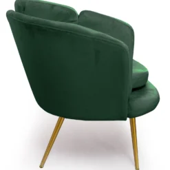 Canapé 3 places arrondi Brenda Velours Vert pieds Or