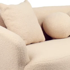 Canapé 4 places au design élégant et incurvé Alex XL Tissu bouclette Beige