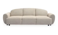 Canapé 3 places convertible dossier et accoudoirs arrondis Oliver Tissu texturé Beige
