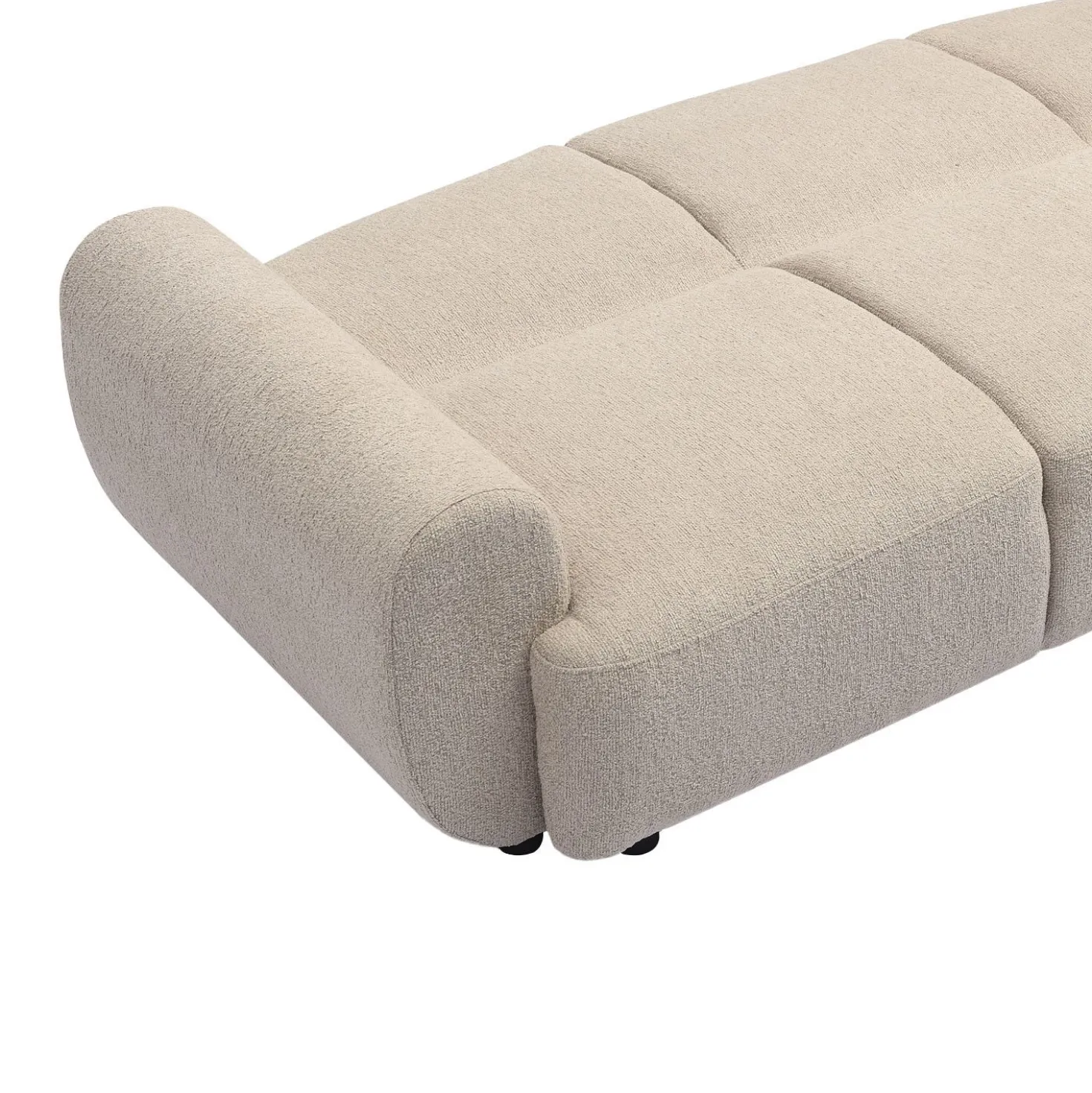 Canapé 3 places convertible dossier et accoudoirs arrondis Oliver Tissu texturé Beige