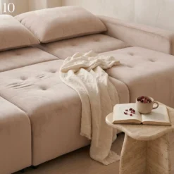 Canapé 3 places convertible et modulable Castelo Velours Taupe