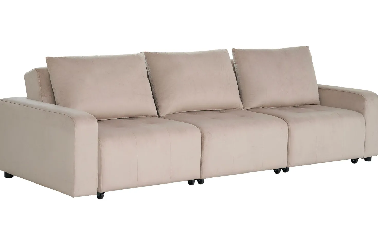 Canapé 3 places convertible et modulable Castelo Velours Taupe