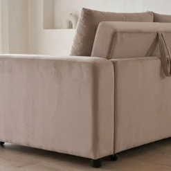Canapé 3 places convertible et modulable Castelo Velours Taupe