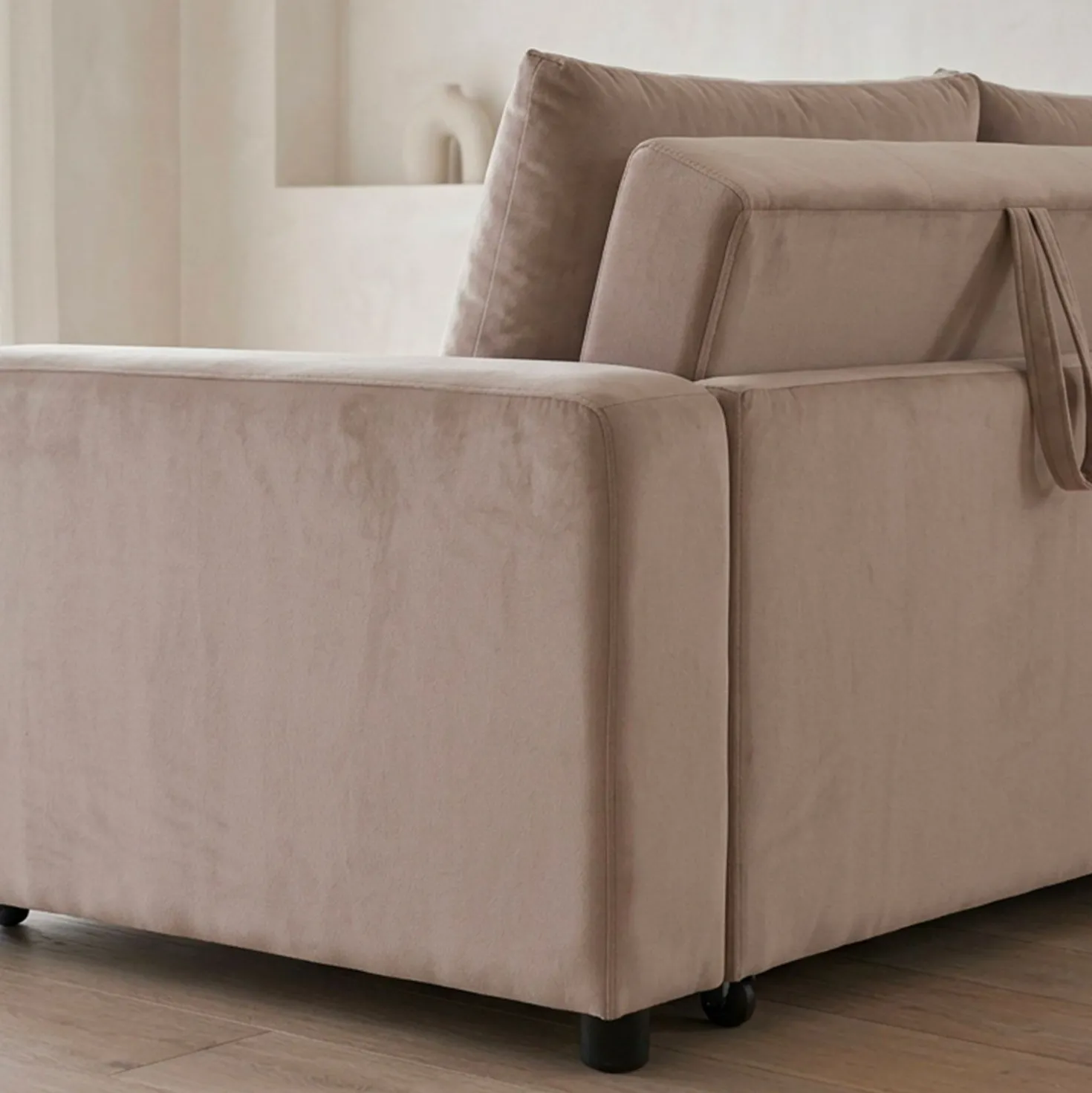 Canapé 3 places convertible et modulable Castelo Velours Taupe