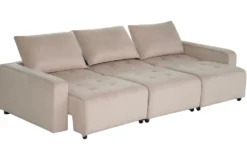 Canapé 3 places convertible et modulable Castelo Velours Taupe