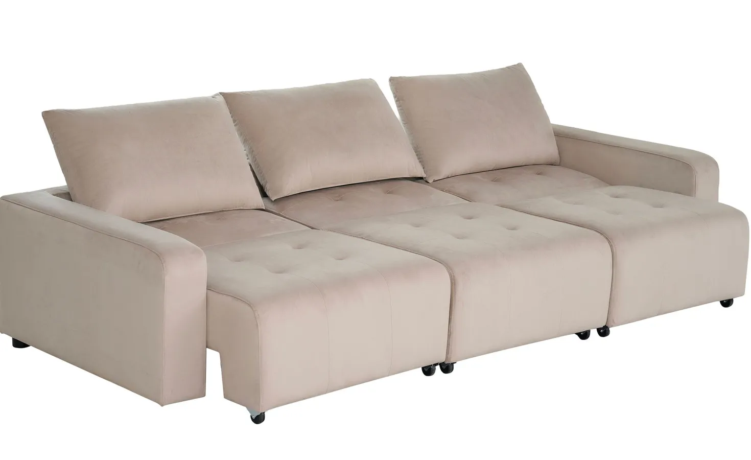 Canapé 3 places convertible et modulable Castelo Velours Taupe