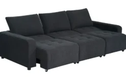 Canapé 3 places convertible et modulable Castelo Velours côtelé Noir