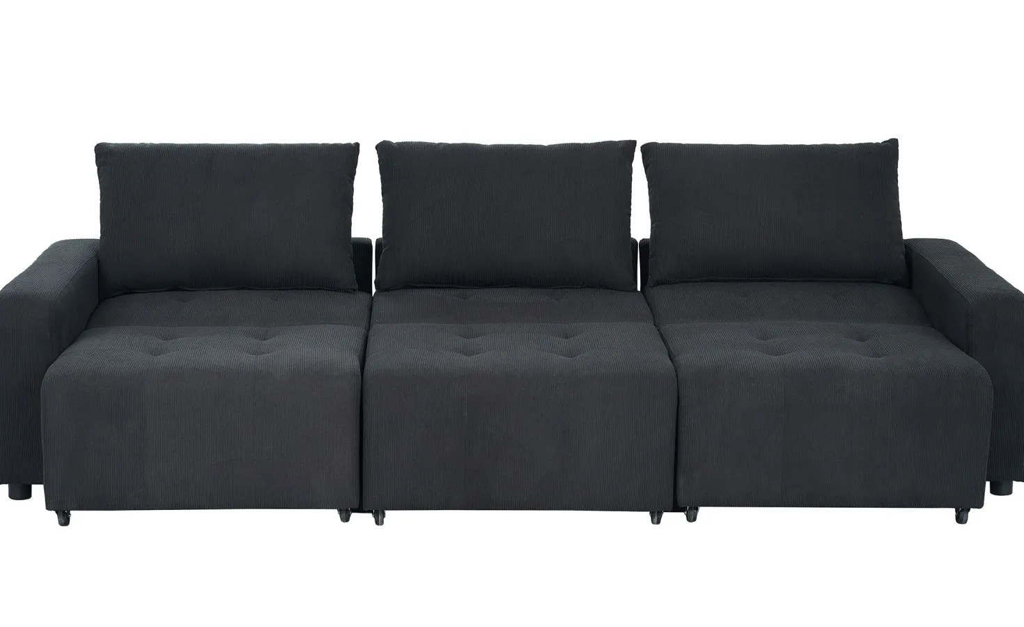 Canapé 3 places convertible et modulable Castelo Velours côtelé Noir