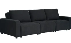 Canapé 3 places convertible et modulable Castelo Velours côtelé Noir