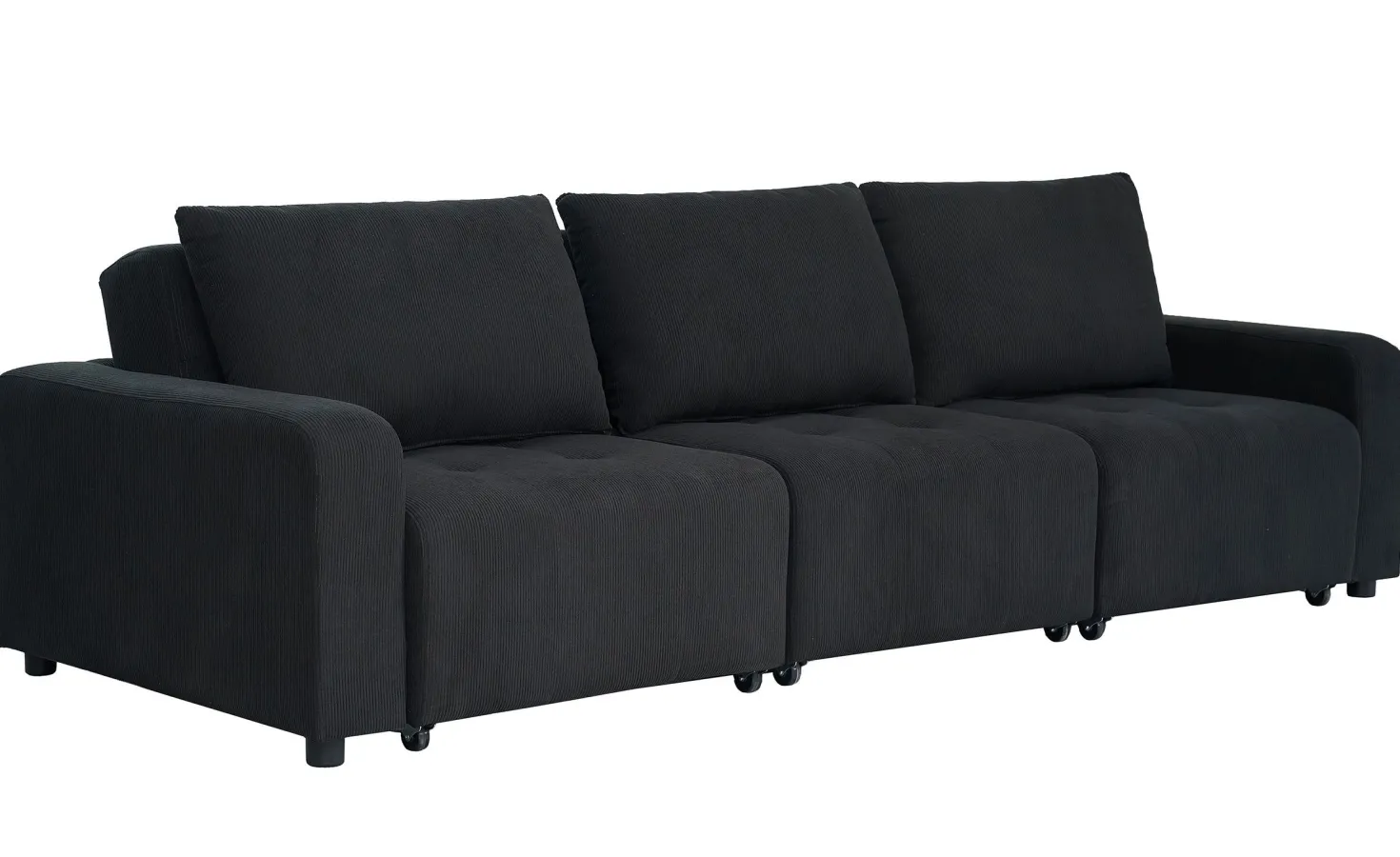 Canapé 3 places convertible et modulable Castelo Velours côtelé Noir