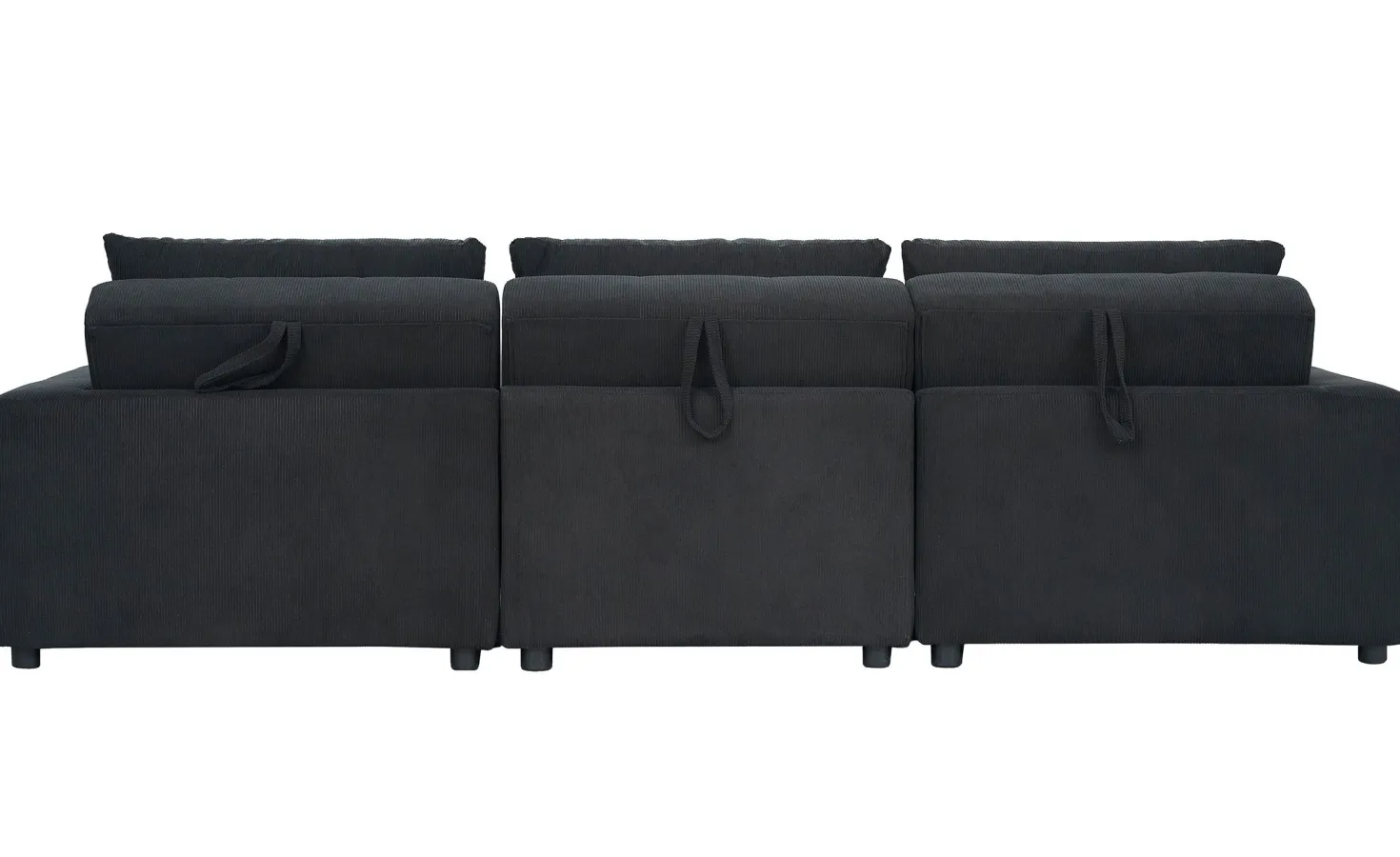 Canapé 3 places convertible et modulable Castelo Velours côtelé Noir