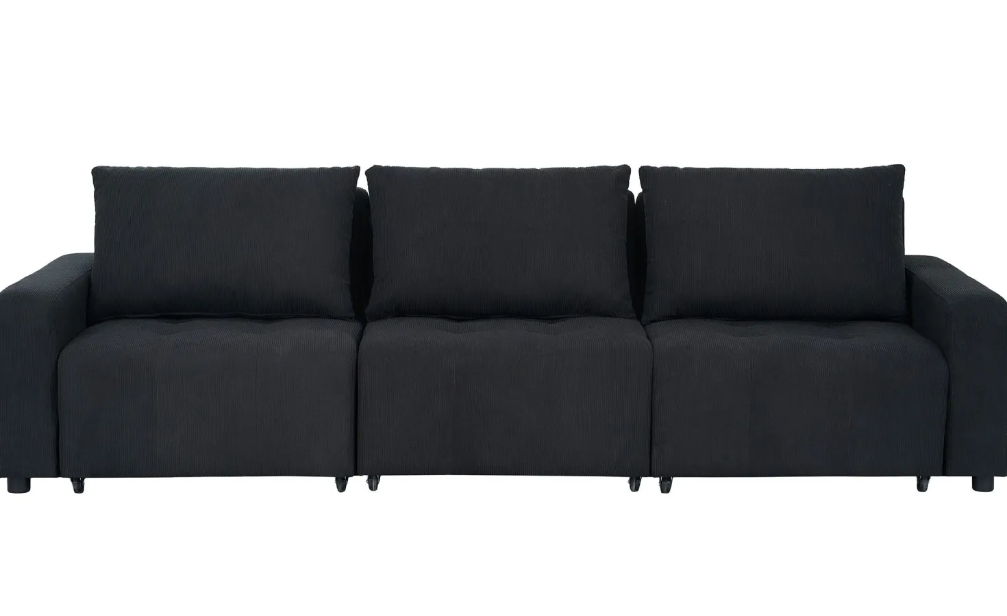 Canapé 3 places convertible et modulable Castelo Velours côtelé Noir