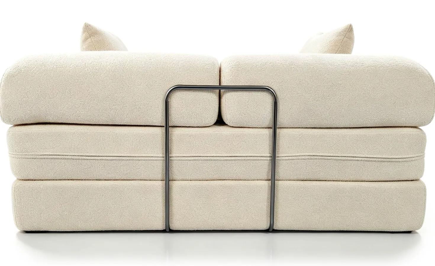 Canapé 2 places convertible et modulable Bergerac Tissu bouclette Crème