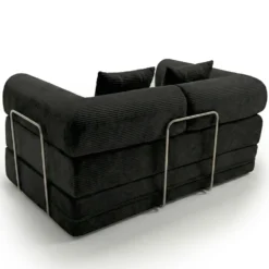 Canapé 2 places convertible et modulable Bergerac Velours côtelé Noir
