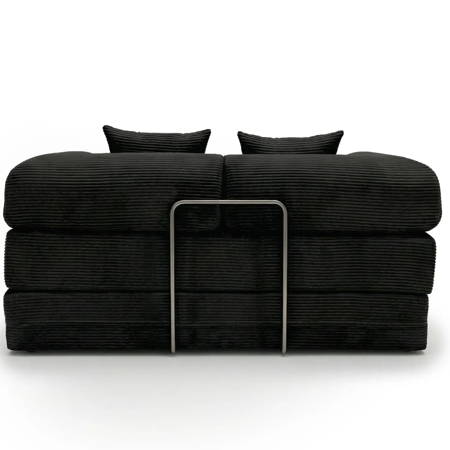 Canapé 2 places convertible et modulable Bergerac Velours côtelé Noir