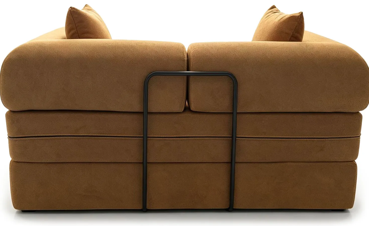 Canapé 2 places convertible et modulable Bergerac Tissu doux texturé Ocre doré