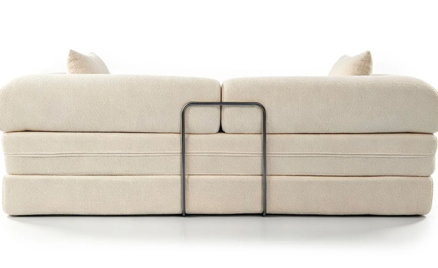 Canapé 3 places convertible et modulable Bergerac Tissu bouclette Crème