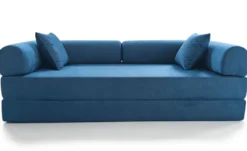 Canapé 3 places convertible et modulable Bergerac Tissu doux texturé Bleu
