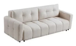 Canapé 3 places convertible Stylian Tissu bouclette Crème