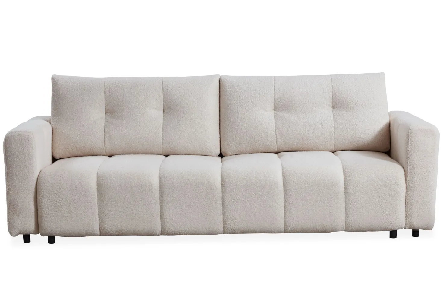 Canapé 3 places convertible Stylian Tissu bouclette Crème
