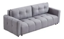 Canapé 3 places convertible Stylian Tissu Gris clair