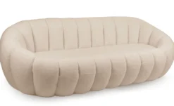 Canapé 3 Places design coquillage Horizan Tissu bouclette Crème